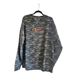 Sweatshirt Mens XL Green Camouflage 'Tis the Season Fall Autumn Theme